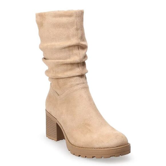 Saxophone Stacked Slough Mid Shaft Boots Shoes Size 11 - Picture 6 of 6